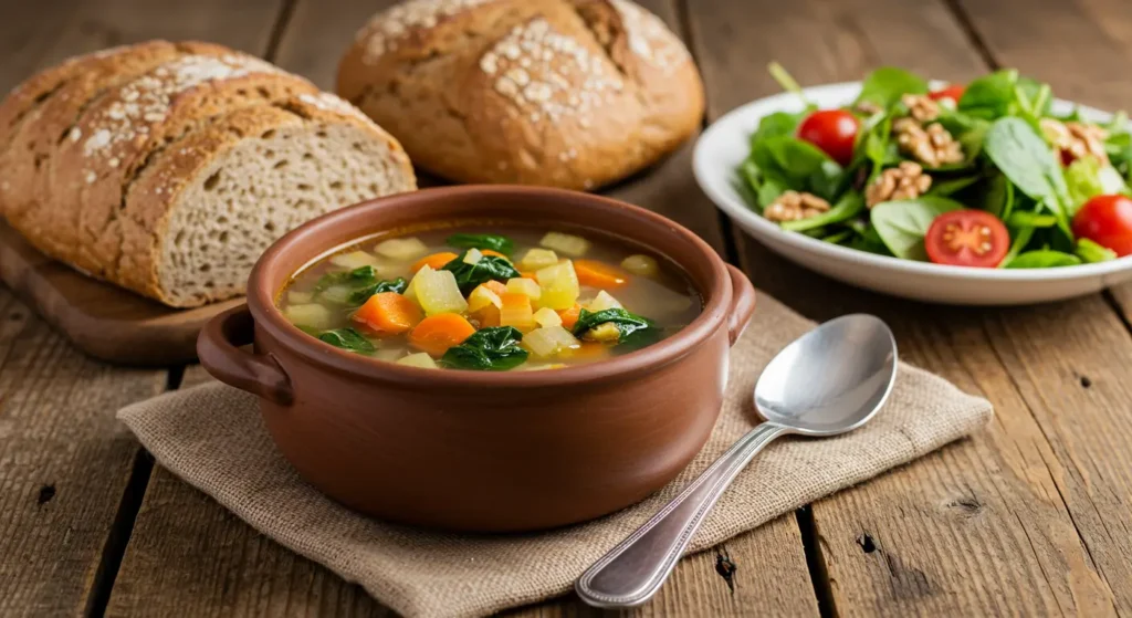 Cozy-setting-with-a-bowl-of-chopt-soup-and-healthy-sides