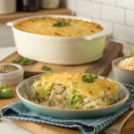 A hearty and delicious cabbage and rice casserole, perfectly baked with a golden, cheesy top, showcasing a wholesome, nutritious meal ideal for any occasion.