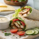 Juicy and flavorful chicken shawarma wrap with fresh vegetables and tahini sauce, showcasing the perfect homemade shawarma meal.