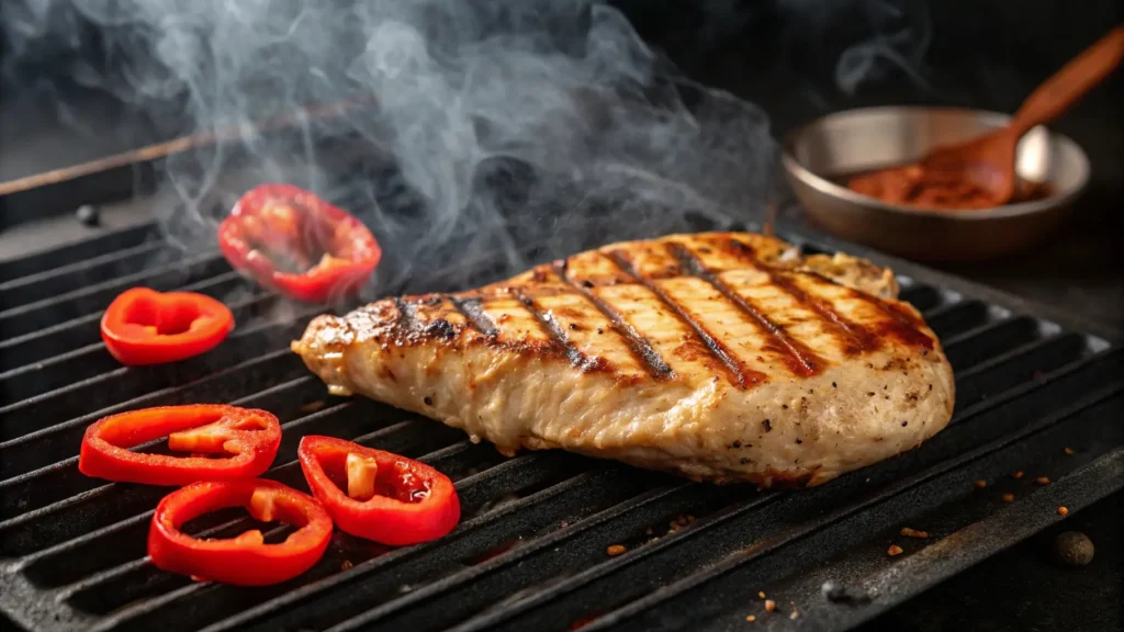 Perfectly grilled chicken marinated with San Antonio Grilled Red Pepper Mexican Chicken Marinade, ready to be served.