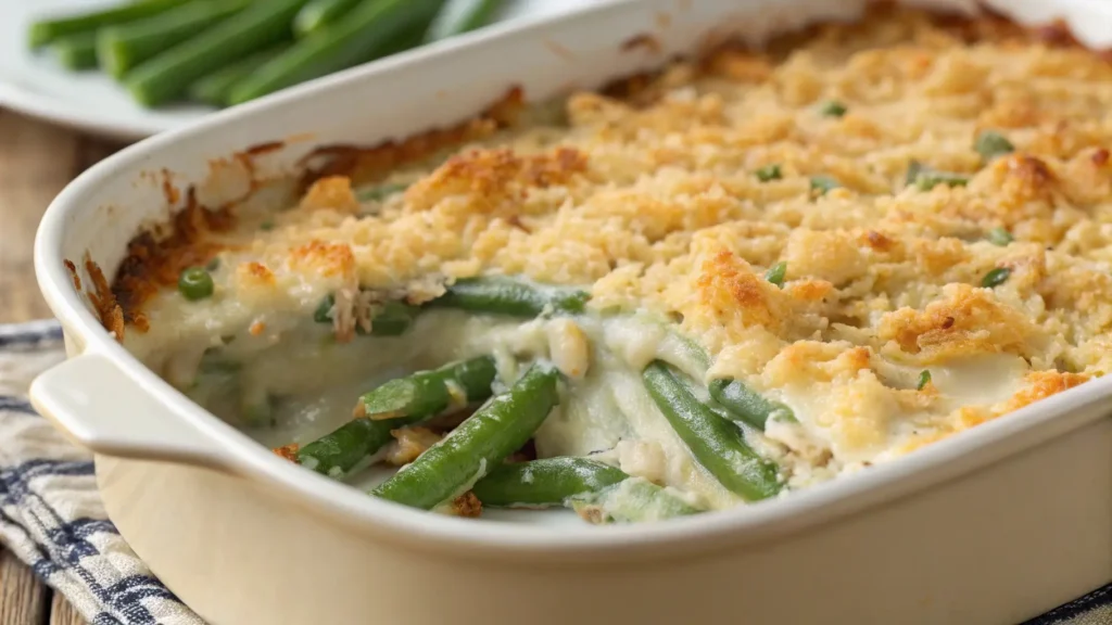 Tips for achieving the creamiest green bean casserole with a golden crispy topping and smooth texture.