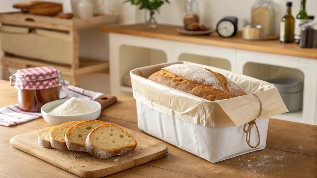 Paloma Greenville bread wrapped in parchment for storage, demonstrating freshness and longevity.