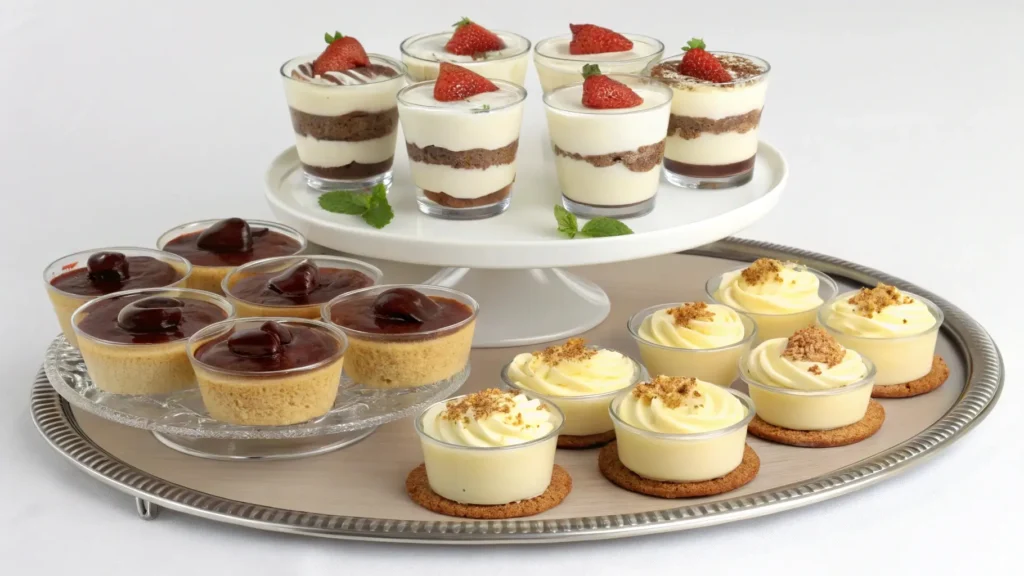 A tempting assortment of desserts made with cream cheese and white chocolate instant pudding mix, showcasing the versatility of pudding-based recipes.