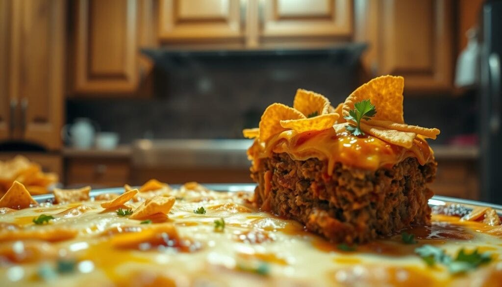 Ground Beef Dorito Casserole layers Ground Beef Dorito Casserole layers