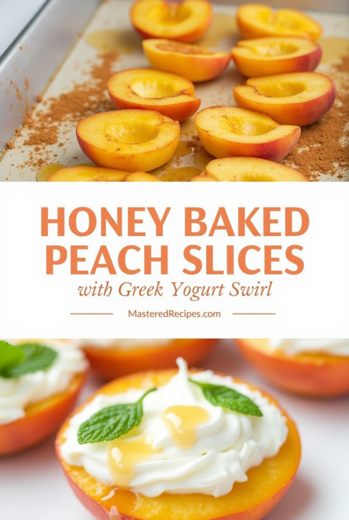 Honey-Baked Peach Slices with Greek Yogurt Swirl