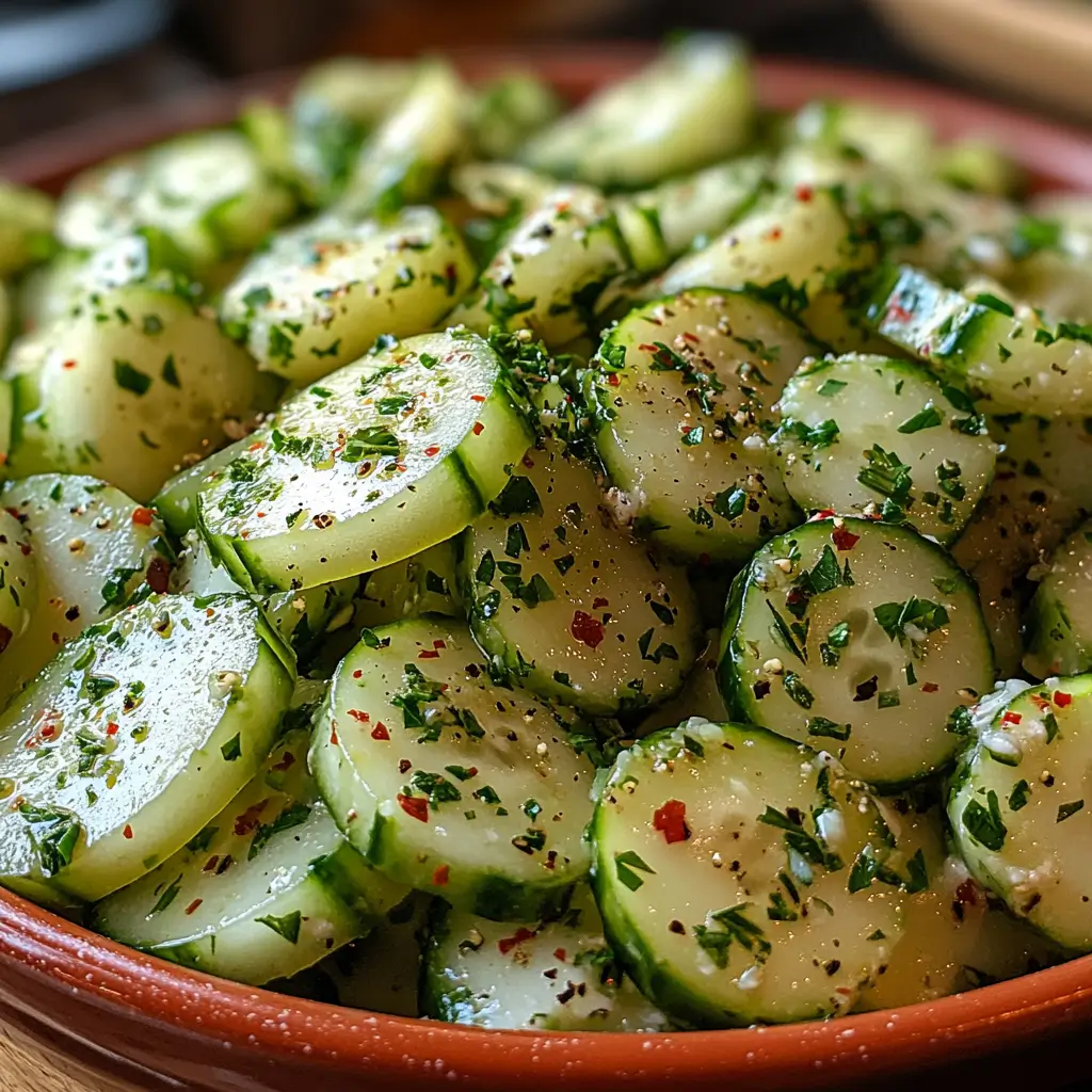 Preparing Mom's Best Cucumber Salad with fresh cucumbers, creamy sour cream dressing, and mixed herbs. A simple and refreshing cold side dish
