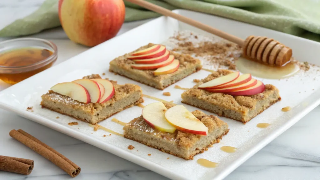 Apple cinnamon oatmeal bars with honey drizzle