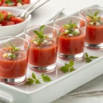 No-blend gazpacho in appetizer glasses