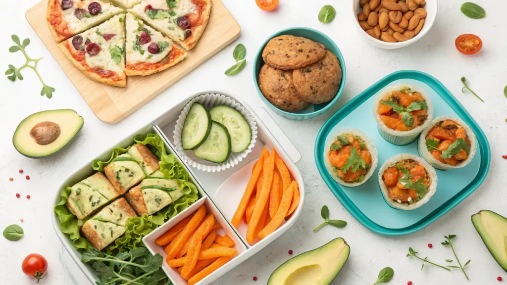 15 healthy school lunch ideas for kids, including muffins, wraps, pizzas, and more.