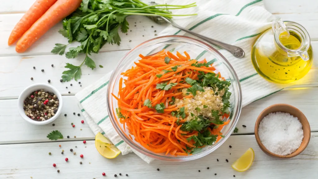 Hormone-Balancing Carrot Detox Salad in Glass Bowl