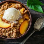 peach crisp with ice cream