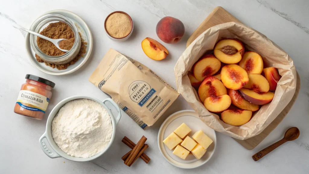 Ingredients for Southern peach pie bars