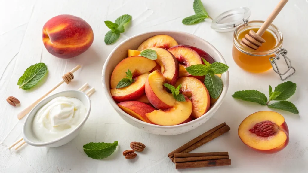 Ingredients for honey-baked peach slices