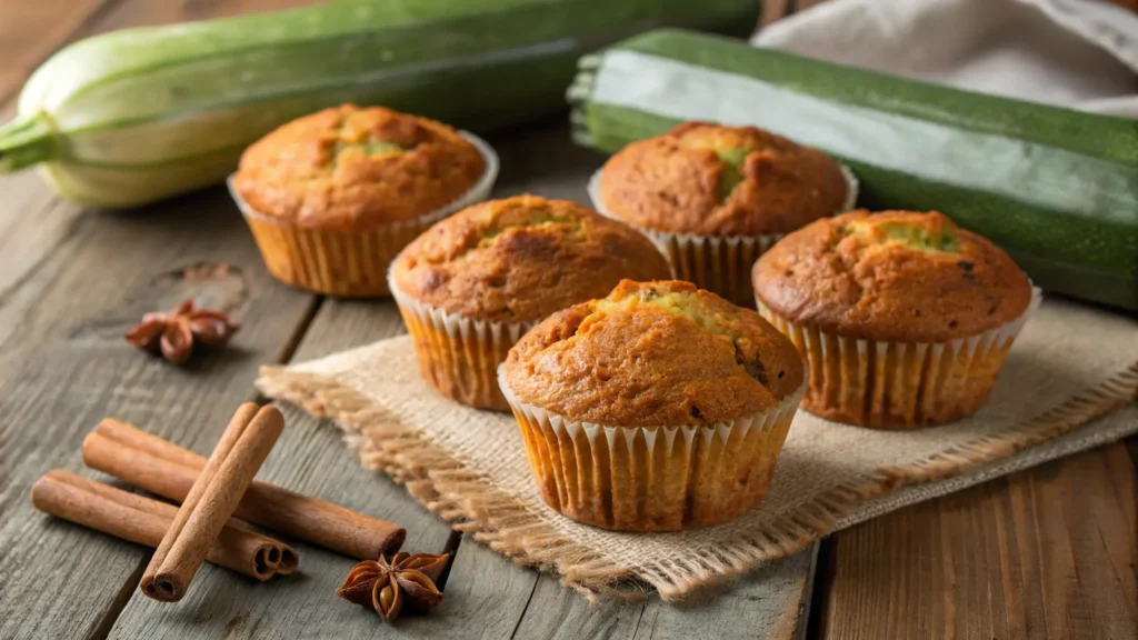 Pumpkin zucchini muffins with a golden-brown crust
