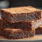 Healthy zucchini brownies in preparation with fresh zucchini, cocoa powder, and flour, blending together for a moist and indulgent treat.