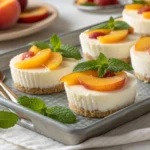 serving peach cheesecake bites