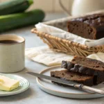 Serving chocolate zucchini bread for breakfast