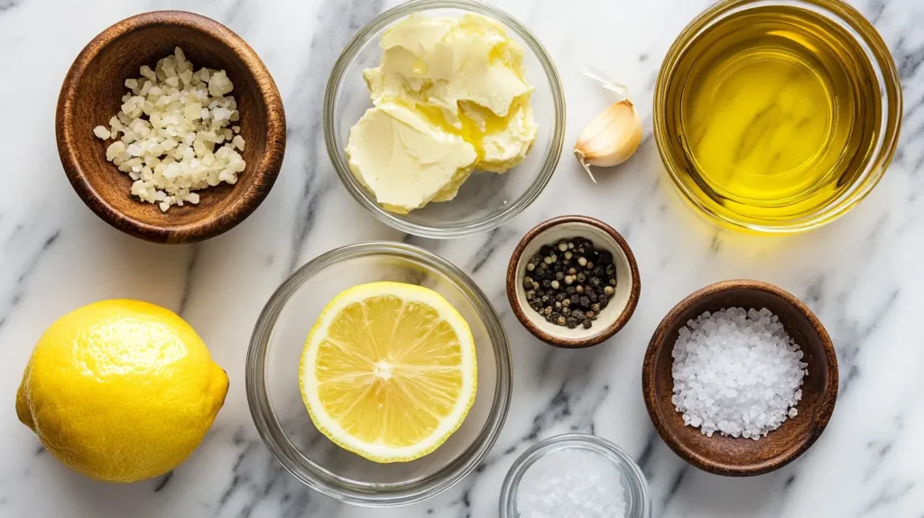 Ingredients for lemon garlic vinaigrette