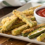 Zucchini Fries with Garlic Parmesan and Marinara