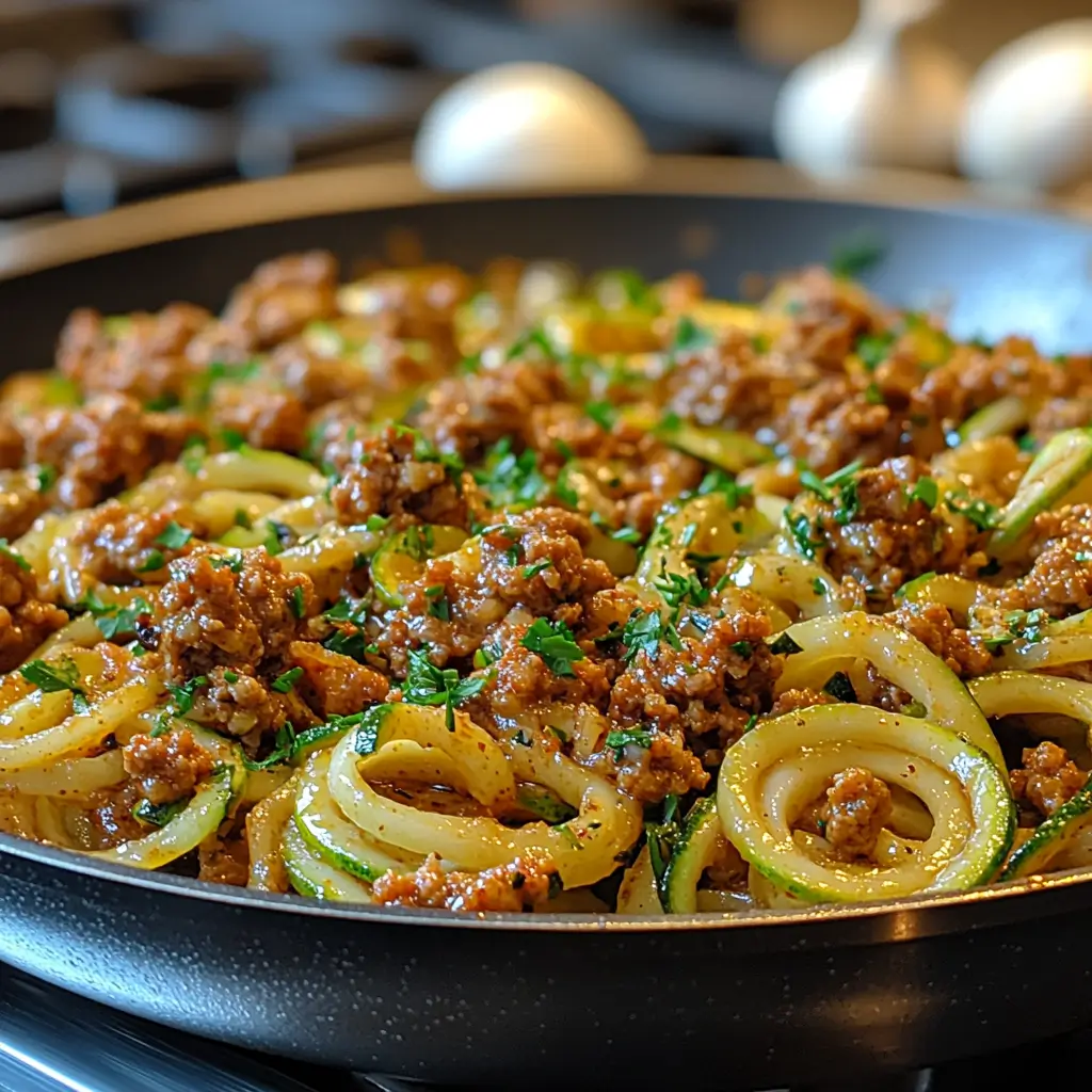 Creamy-Ground-Turkey-Zoodle-Skillet-Preparation