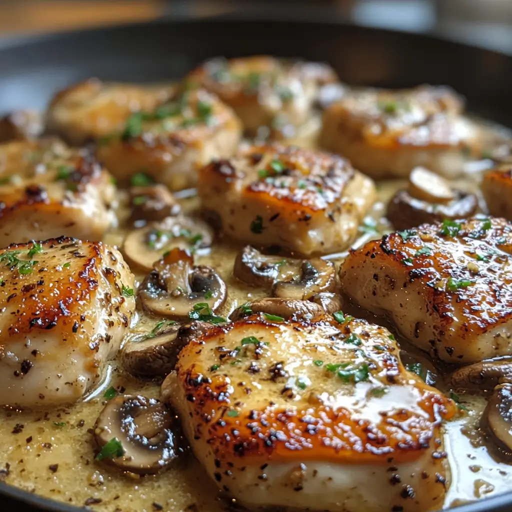 Easy-Creamy-Garlic-Chicken-Thighs-with-Mushroom-Sauce-Preparation