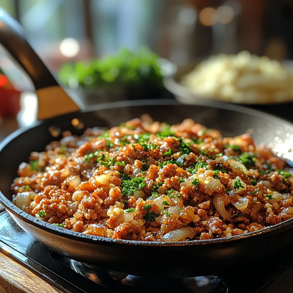 Ground-Turkey-Cauliflower-Rice-Skillet-Preparation