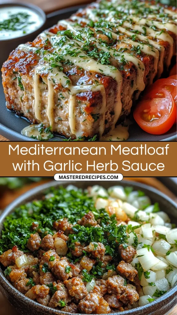 Mediterranean-Meatloaf-with-Garlic-Herb-Sauce