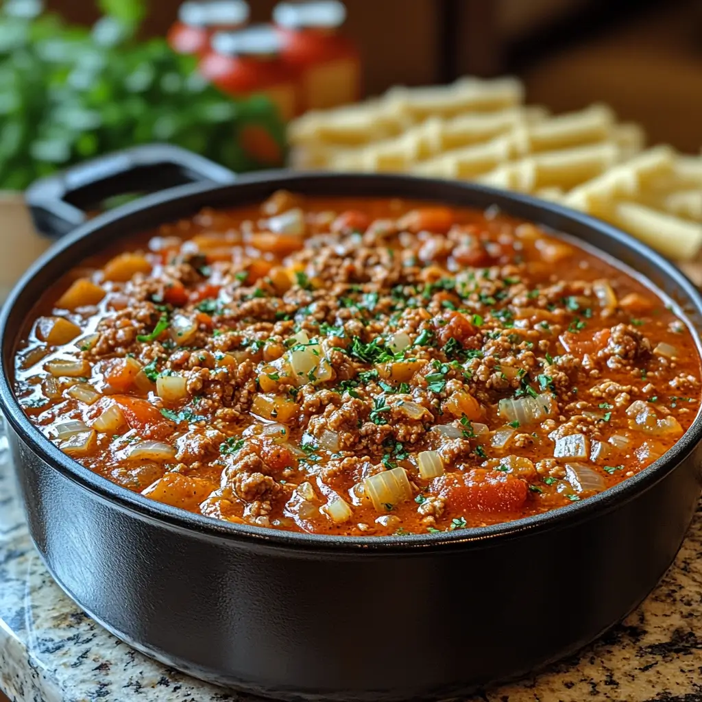 One-Pot-Ground-Turkey-Lasagna-Soup-Preparation