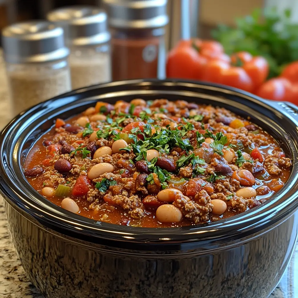 Slow-Cooker-Chili-Recipe-with-Ground-Beef-and-Beans-Preparation