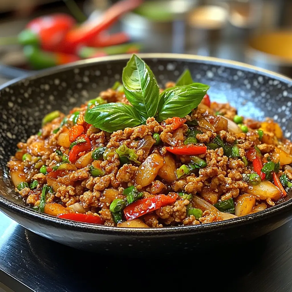 Thai-Basil-Ground-Turkey-Stir-Fry-Preparation