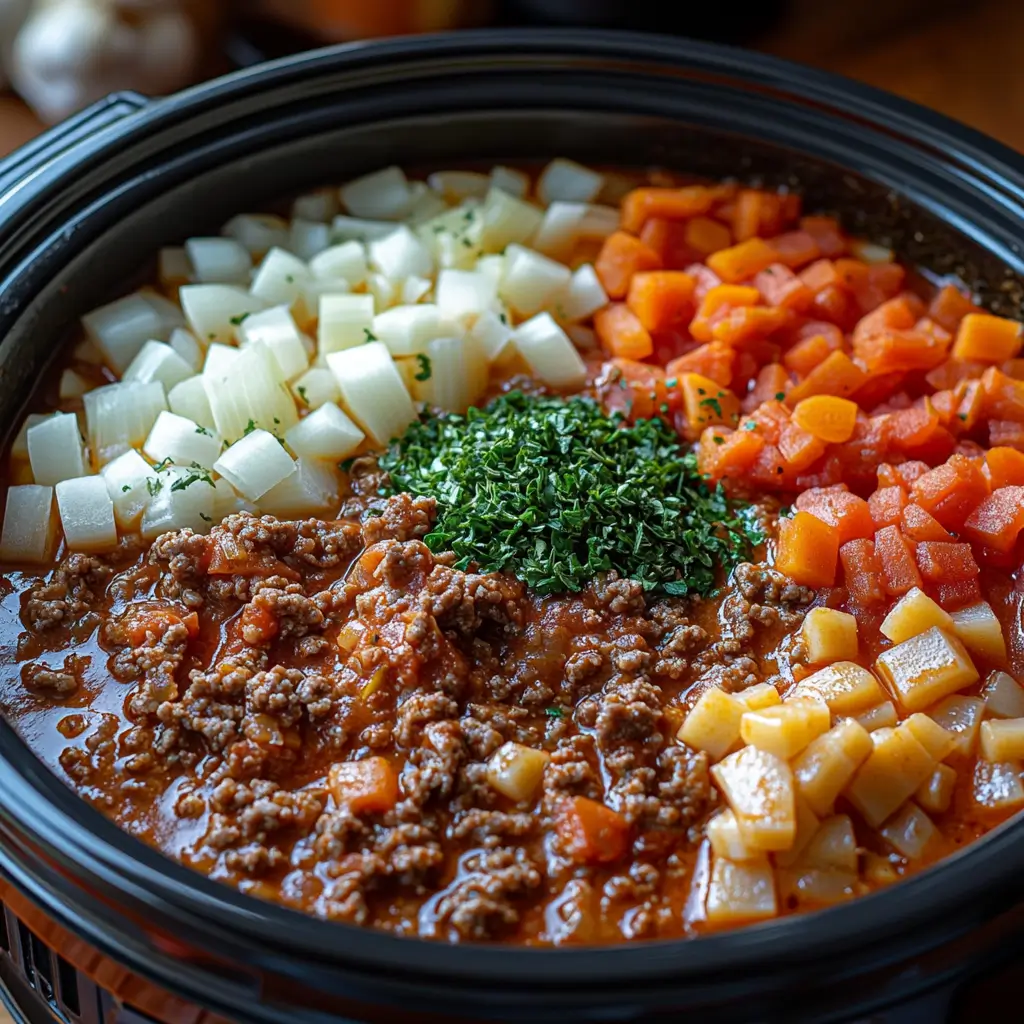 Crockpot-Lasagna-Soup-Preparation