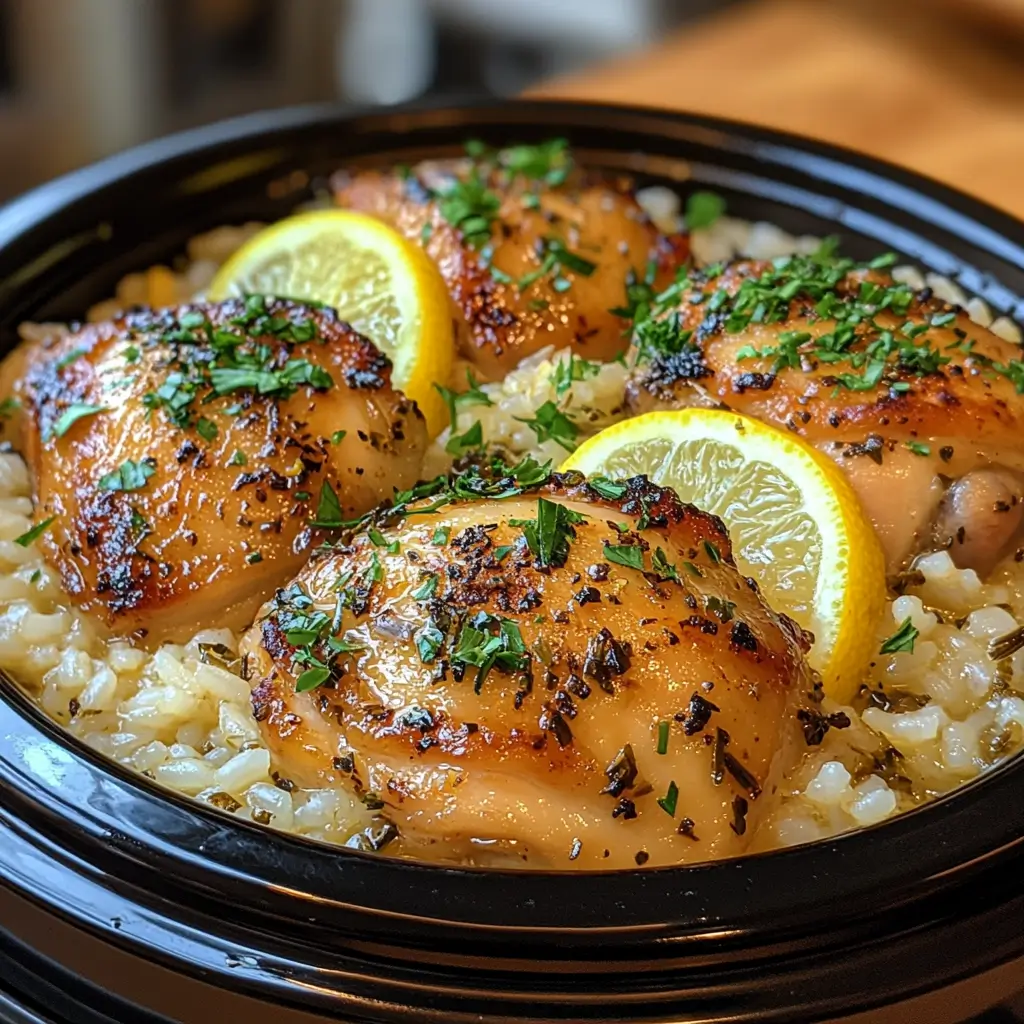 Slow-Cooker-Lemon-Herb-Chicken-and-Rice-Preparation