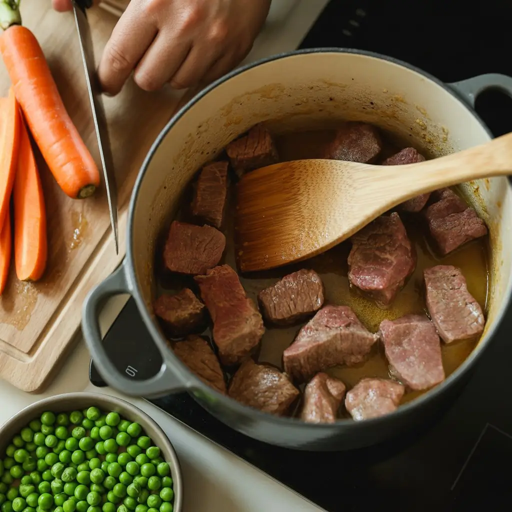 Beef-Stew-with-Carrots-Peas-–-One-Pot-Dinner-Preparation