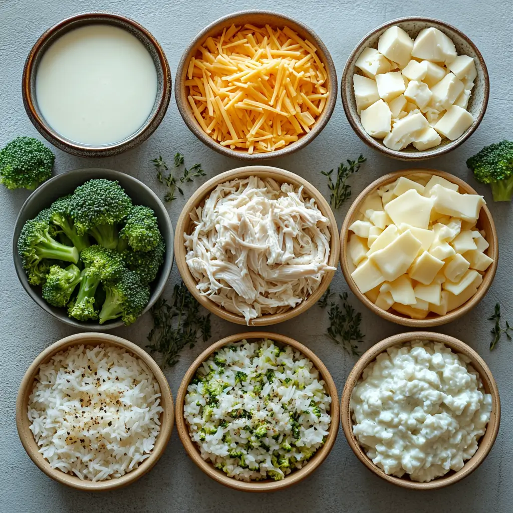 Cheesy-Chicken-Rice-Broccoli-Bake-Ingredients