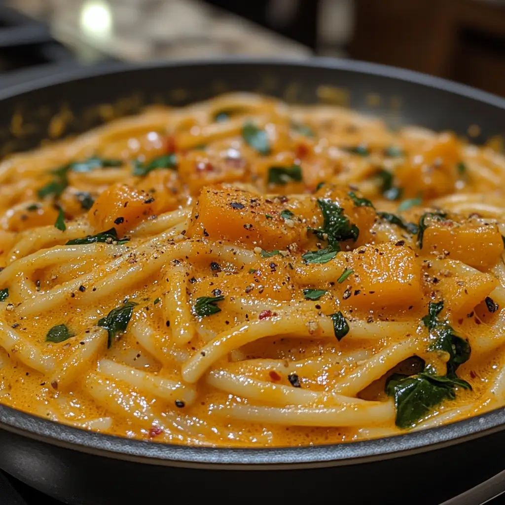 Creamy-Butternut-Squash-Pasta-with-Spinach-Vegetarian-Preparation