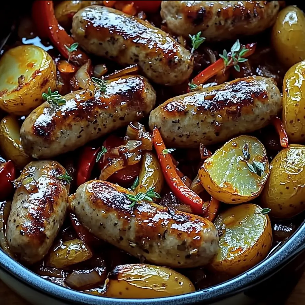 Crockpot Sausages with Potatoes and Peppers first image
