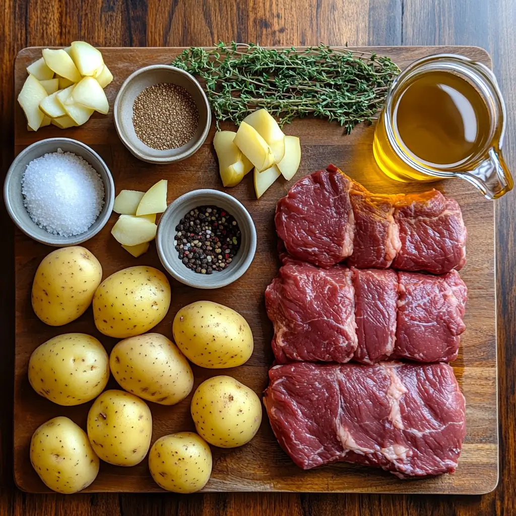 Ingredients of Slow-cooked apple cider pot roast with potatoes