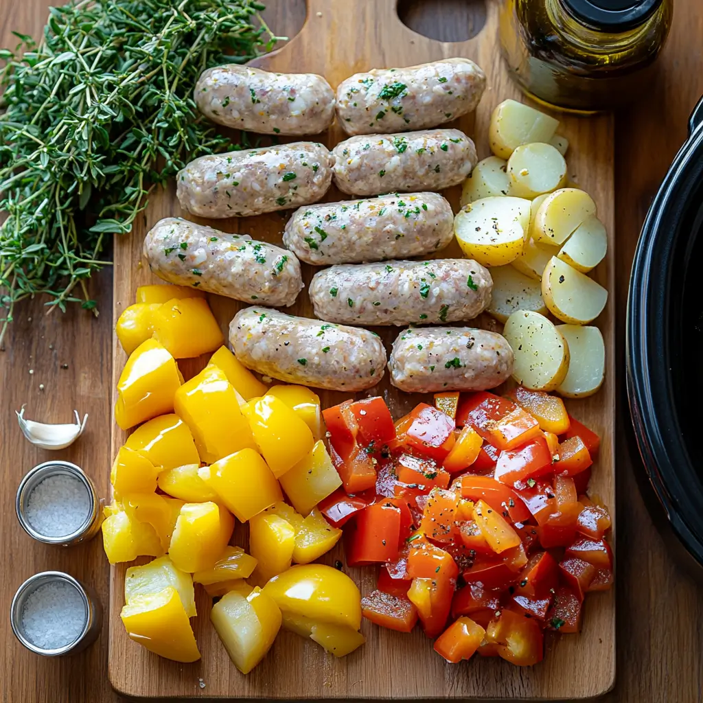 ingredients for Crockpot Sausage and Potato Stew