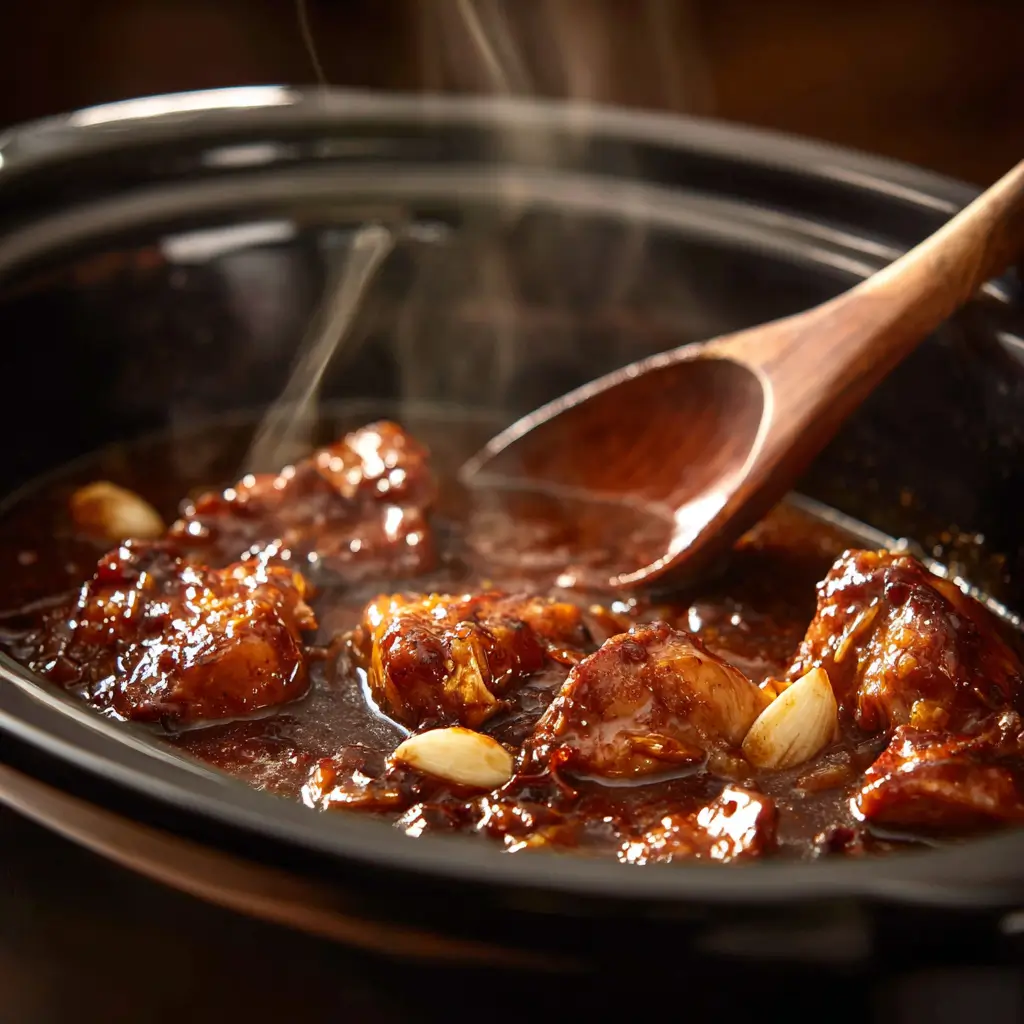 Pouring balsamic vinegar into a bowl of brown sugar and garlic for Brown Sugar Balsamic Chicken