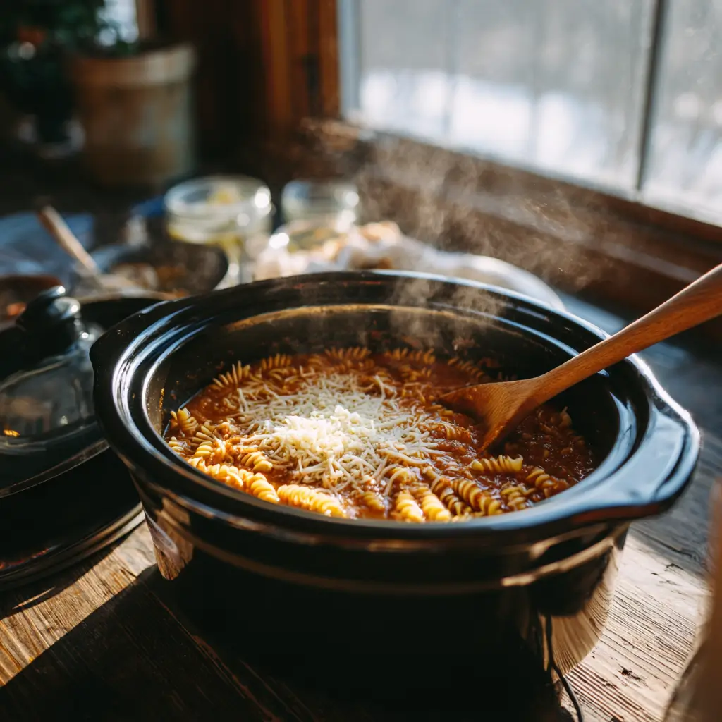Step-by-step process of making Crockpot Chicken Parm Soup