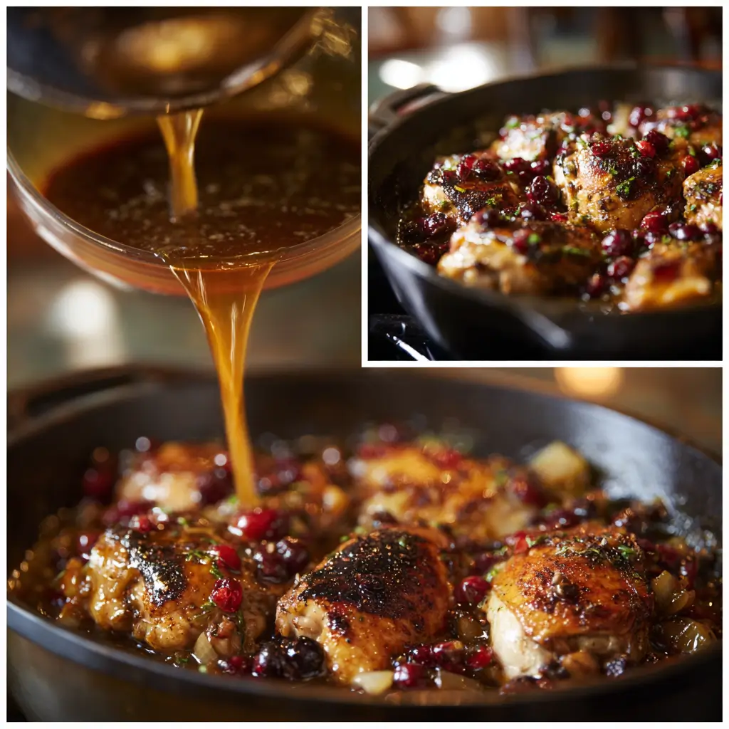 Holiday Cranberry Herb Chicken Feast Preparation Scene