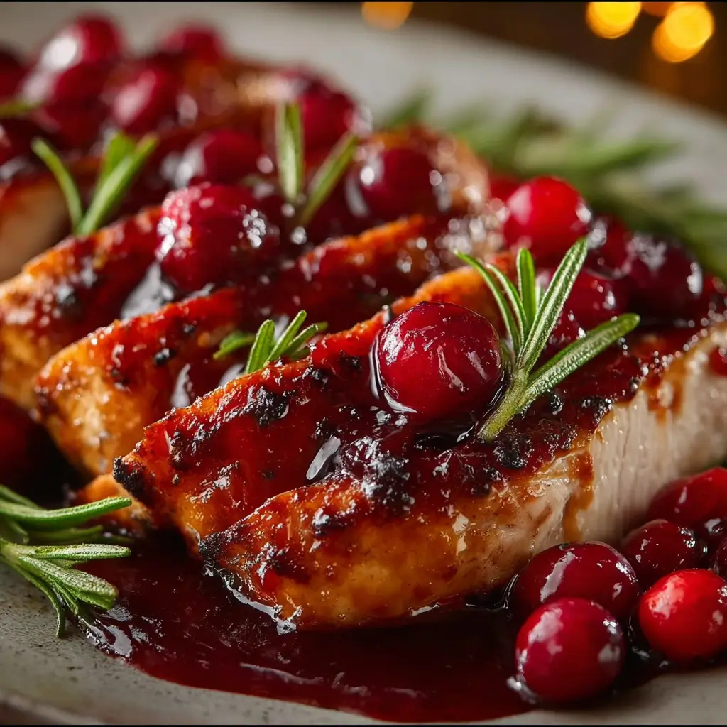 Holiday Turkey Cranberry Mandarin Orange served with cranberry glaze and rosemary