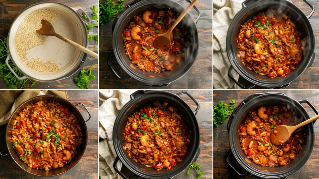 Step-by-step Slow Cooker Jambalaya cooking process