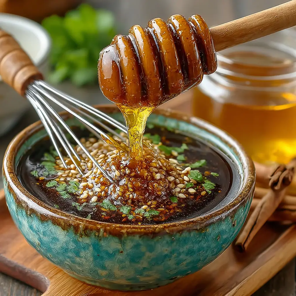 Whisking soy sauce and garlic mixture for Crockpot Beef Lo Mein