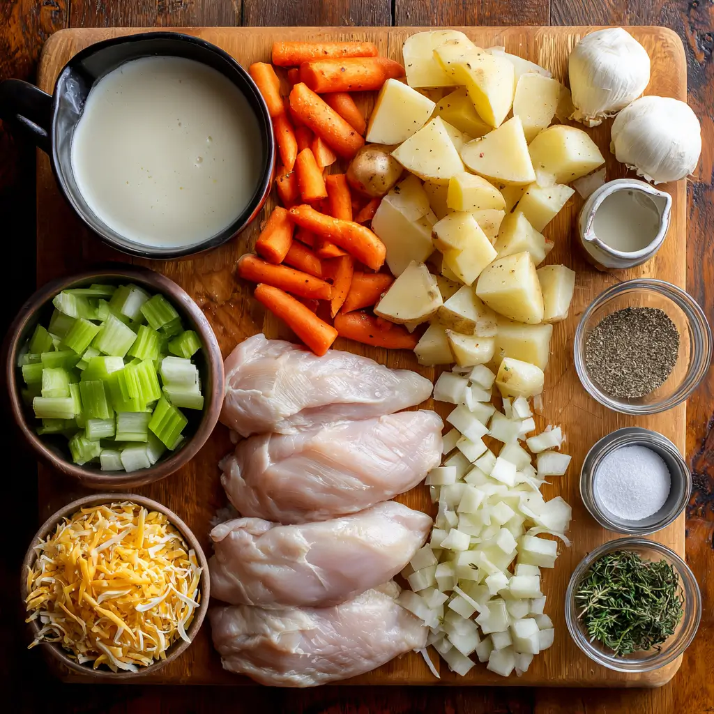 ingredients for crockpot creamy chicken potato chowder
