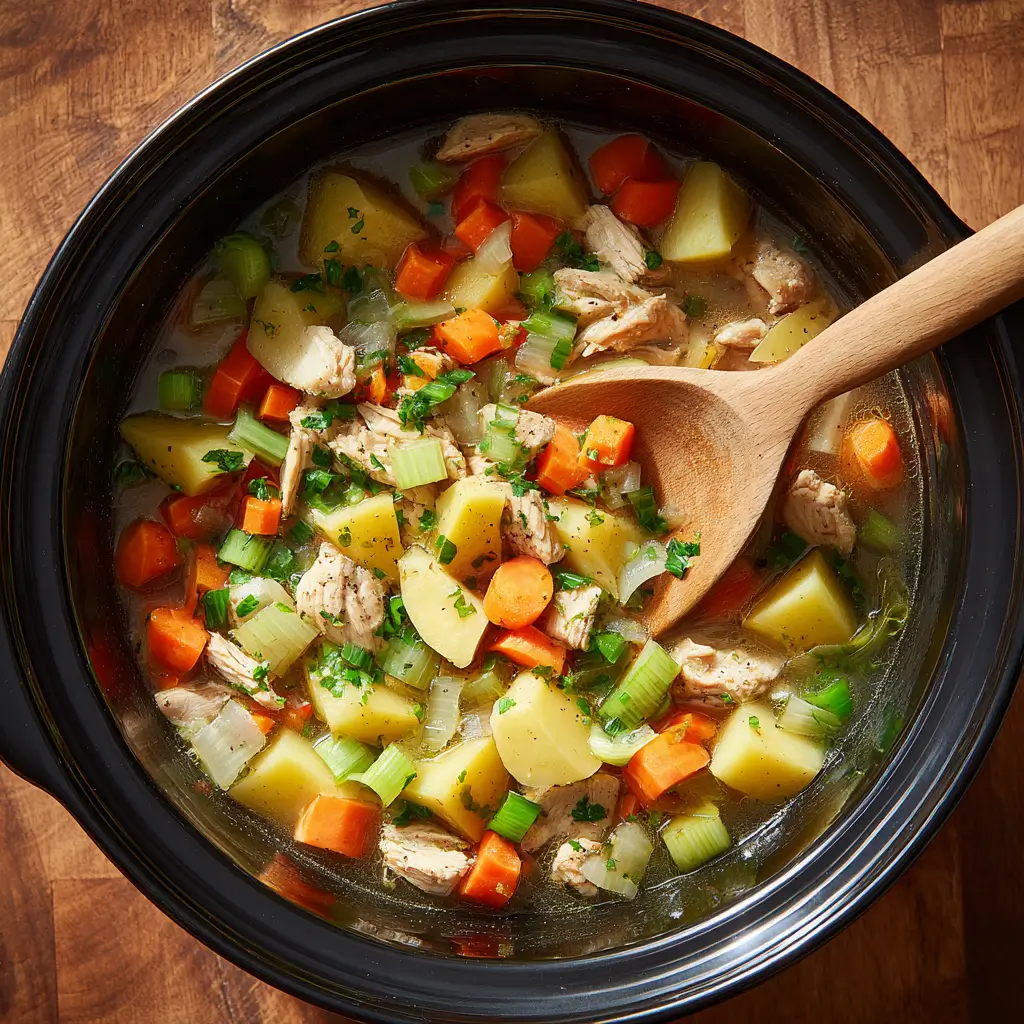 crockpot creamy chicken potato chowder preparation process