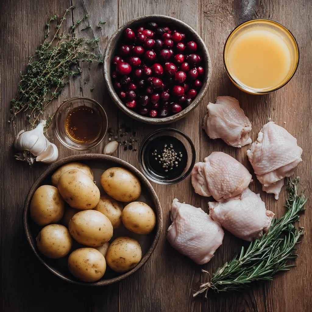 Ingredients for One Pot Cranberry Orange Chicken & Potatoes