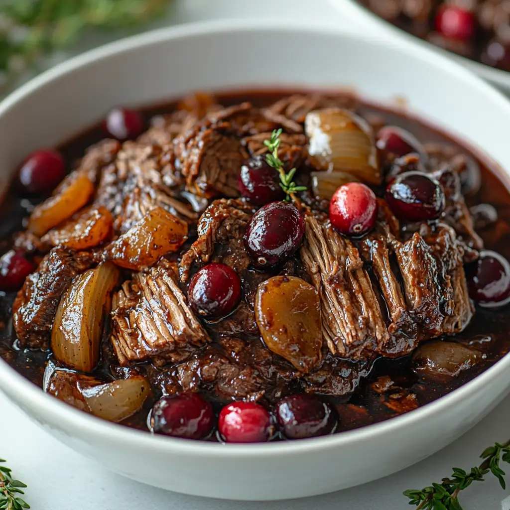 crockpot cranberry balsamic beef roast holiday dinner