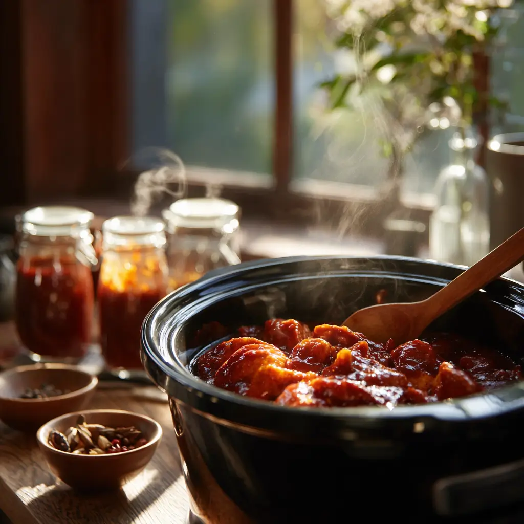 slow cooker bbq chicken breast cooking process