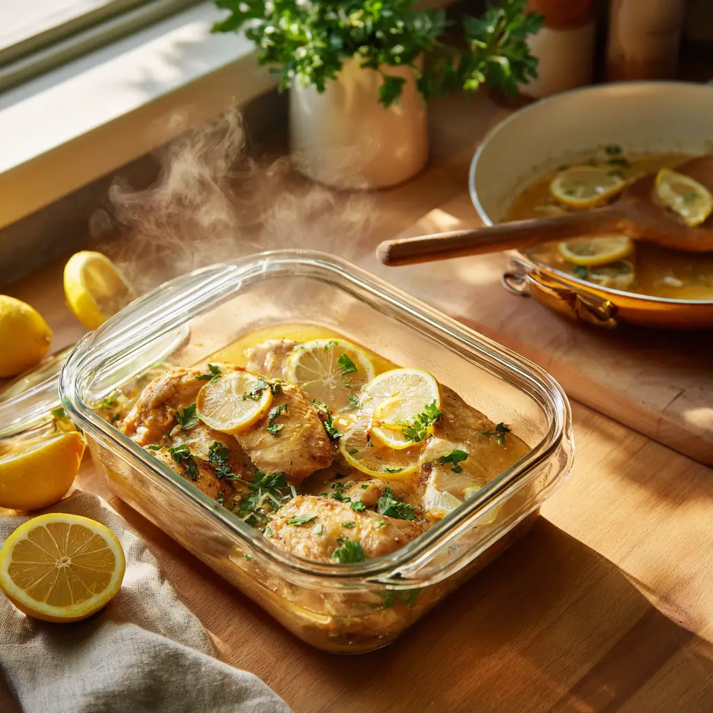 storing and reheating slow cooker lemon butter chicken melt